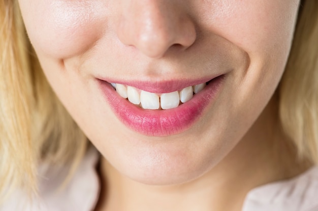 Closeup, de, sorrindo, mulher, dentes