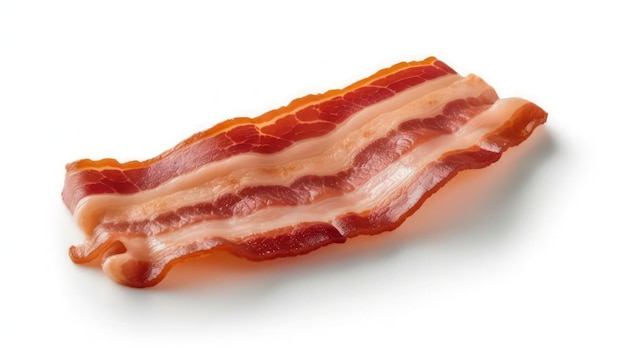 Foto closeup de tiras escaldantes de bacon cru