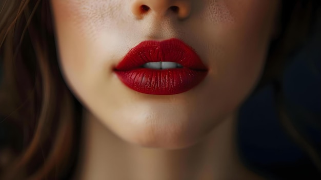 CloseUp de uma mulher não identificada Lips com batom vermelho Concept Lips CloseUp Red Lipstick Beauty Mulher não identificada