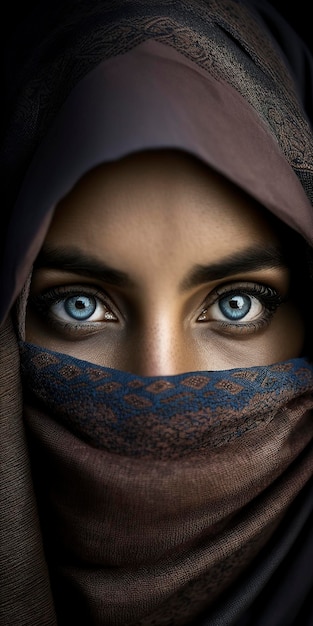 closeup de uma mulher velada com olhos de espectro, ai criativa