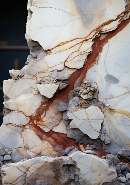 CloseUp de uma parede de formação de rocha irregular com parede de pedra com pedra