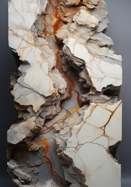 CloseUp de uma parede de formação de rocha irregular com parede de pedra com pedra