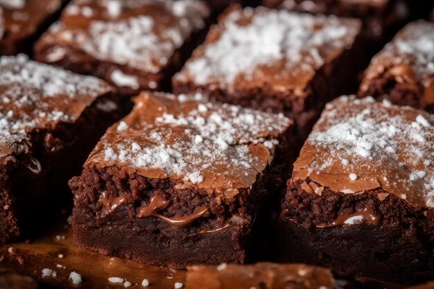 Closeup deliciosos brownies com açúcar