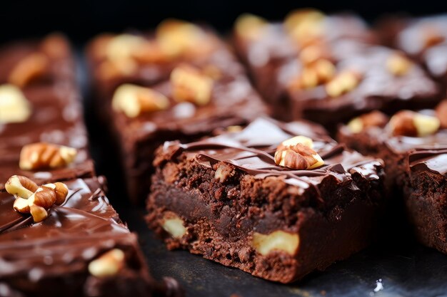 Closeup deliciosos brownies de chocolate