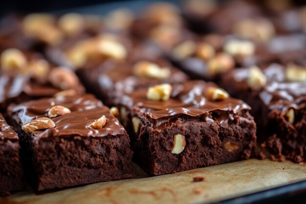 Closeup deliciosos brownies de chocolate