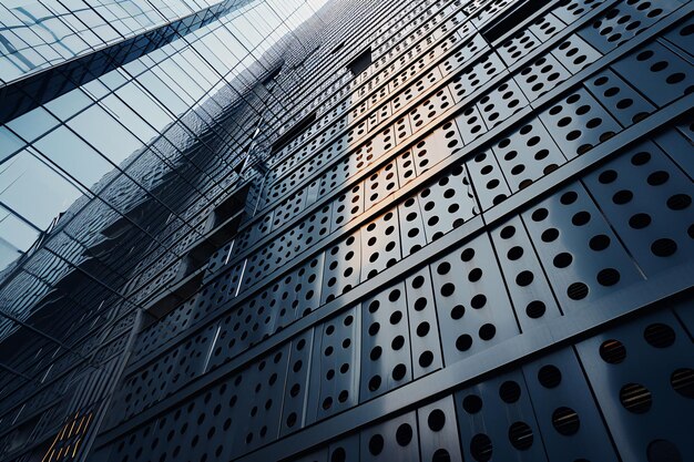 Foto closeup edificio comercial moderno pared exterior de fascia para señalización y maqueta de logotipo