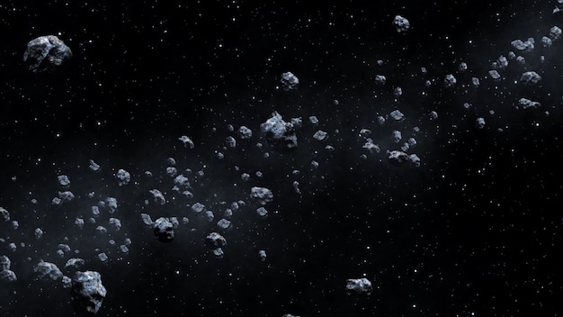 Closeup em pedaços de meteoro no espaço. astronomia e espaço