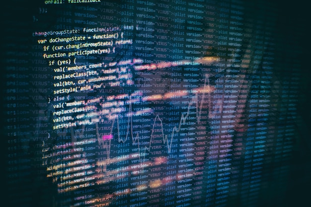 Closeup Entwicklung von Programmier- und Codierungstechnologien. Entwickler, der im Büro an Codes für Websites arbeitet.
