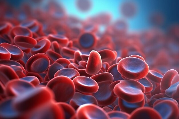 Closeup glóbulos vermelhos Dia Mundial do Doador de Sangue Generative AI