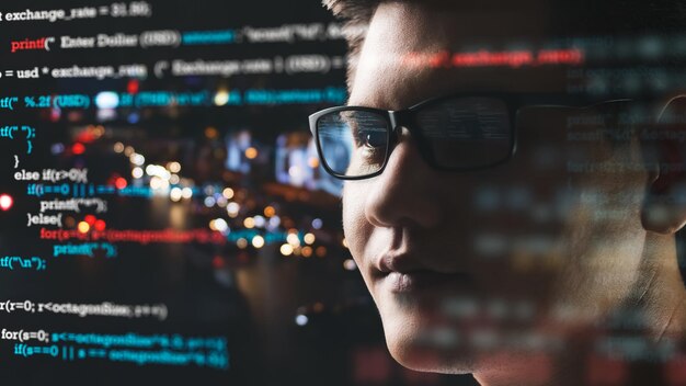 Closeup de ingenieros de software programadores y tecnología de ciberseguridad diseño de sitios web y desarrollo de software de seguridad social innovación tecnológica de aplicaciones utilizando el concepto de Big Data