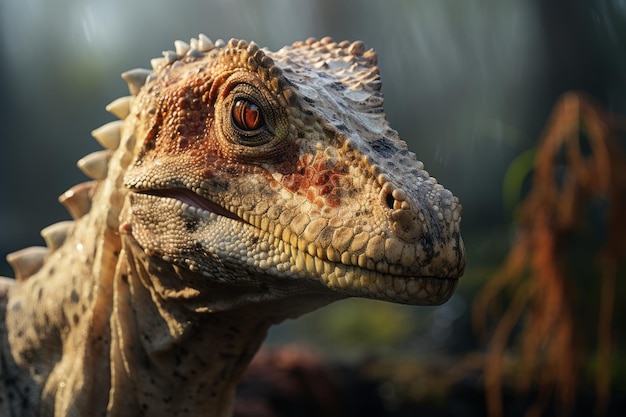 Foto closeup de lambeosaurus luz natural inteligencia artificial generativa