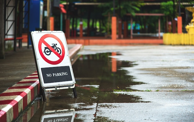 Foto closeup, ligado, sinal estacionamento