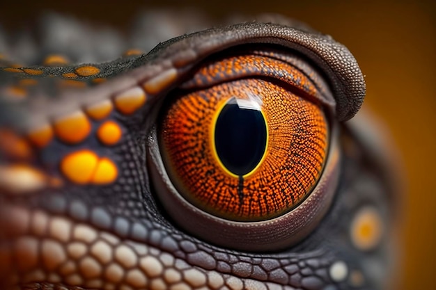 Closeup macro dos olhos e pupilas do lagarto imagem gerada pela tecnologia AI