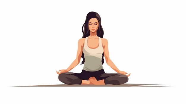 Closeup mujeres yoga ilustración estilo plano fondo blanco generativo ai