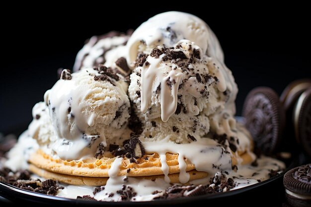 Foto closeup of melting cookies and cream ice cream co