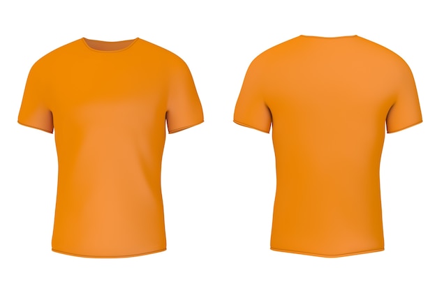 Closeup orange leeres T-Shirt mit leeren Platz für Ihr Design auf weißem Hintergrund. 3D-Rendering