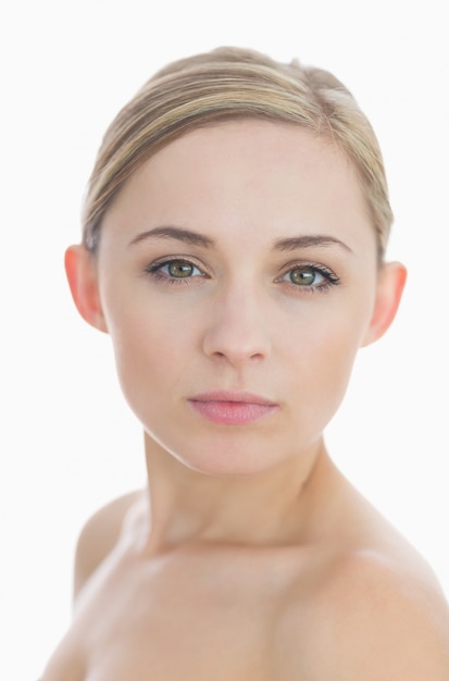 Closeup portrait of fresh womans face