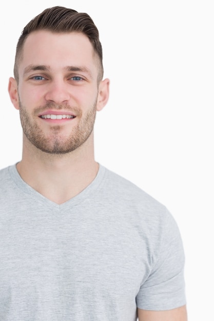 Closeup portrait of smiling young man