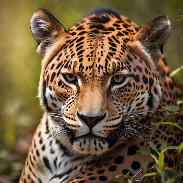 CloseUp retrato Jaguar salvaje mirando en África