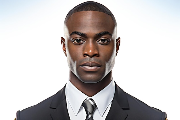 Closeup retrato de un joven empresario afroamericano sobre un fondo blanco.
