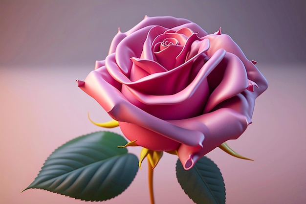 Closeup rosa 3d realista paixão rosa isolada em fundo limpo Generative AI