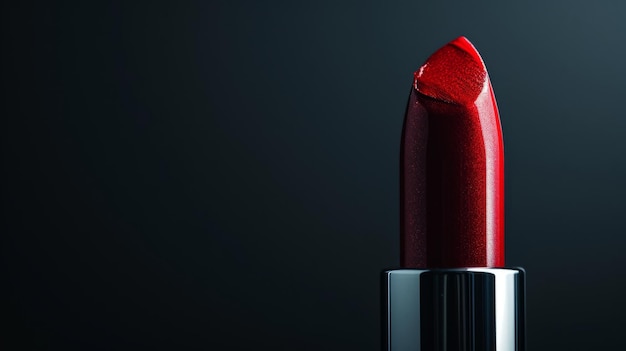 Closeup Roter Lippenstift auf schwarzem Hintergrund im Stil der Fotografie der Schönheitsindustrie