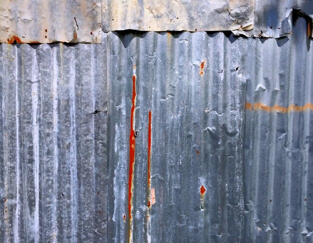 Closeup Rusty Corrugated Zinc Sheet Wall