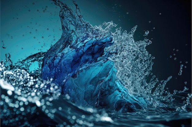 Closeup salpicos de água azul Feito por IAInteligência artificial