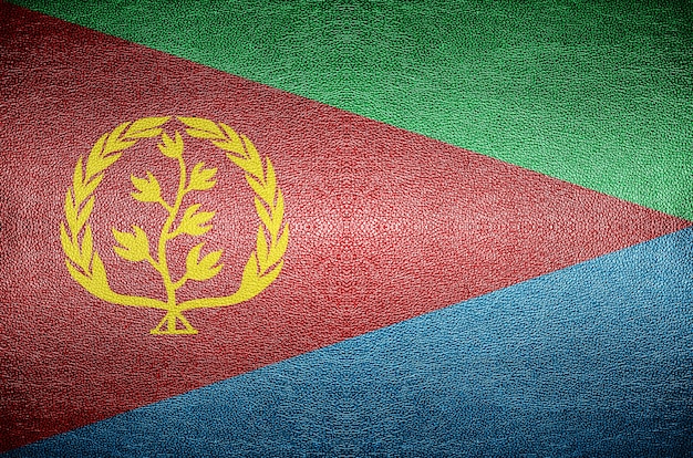 closeup Screen Eritrea flag concept on PVC leather for background