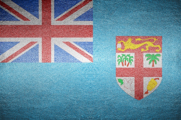 Closeup Screen Fidschi Flagge Konzept auf PVC-Leder für den Hintergrund