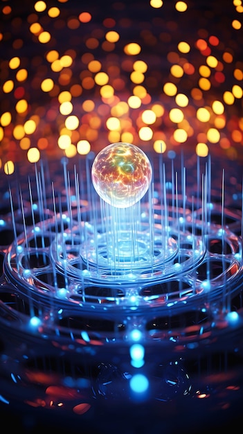 Foto closeup sphere lights background quantum cool marketing desconectado
