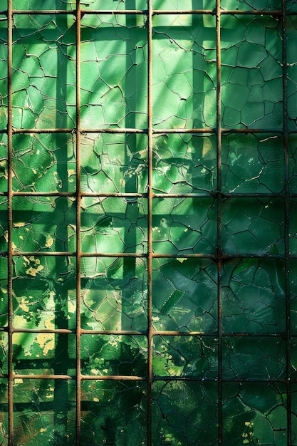 CloseUp de una valla metálica con fondo verde AI generativa