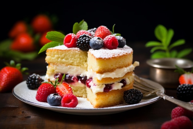 CloseUp von Victoria Sponge Cake in lebendiger Pracht