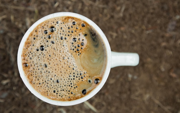 Closeup xícara de café fresco
