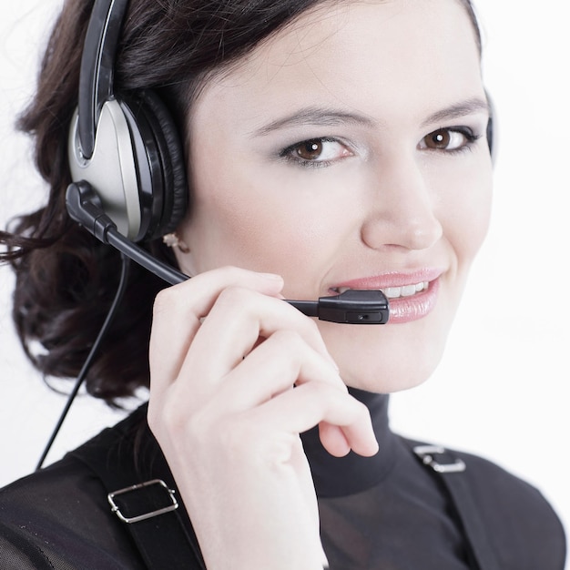 Closeupportrait eines Mitarbeiter-Callcenters