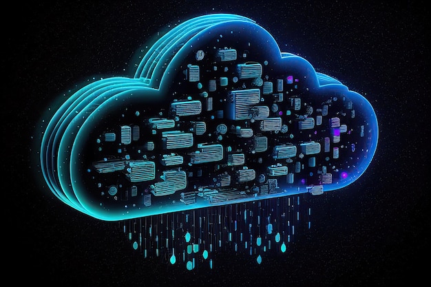 Cloud Computing auf Datenserver Cloud-Technologie Datenbank Generative KI Illustration