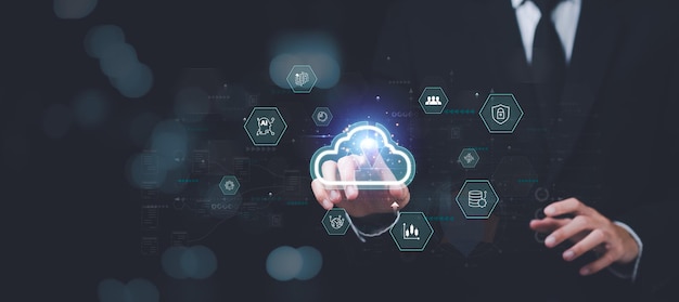 Cloud-Computing-Backup-Technologie-Konzept Zugang zu einer Datenbank für Serverkommunikationsdienste c