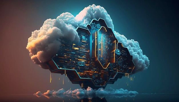 Cloud computing Futuristisches TechnologiekonzeptGenerative KI