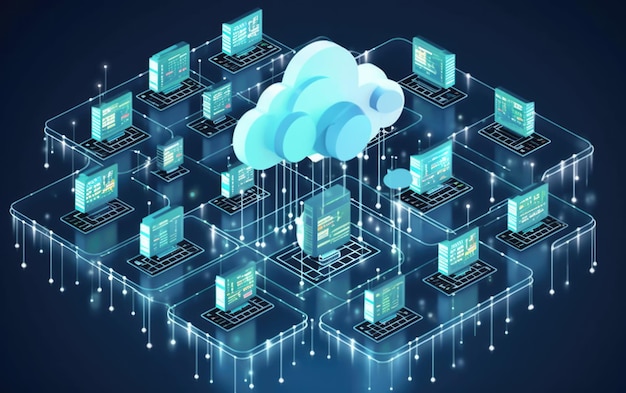 Cloud-Computing-Service-Konzept verbindet sich mit der Cloud