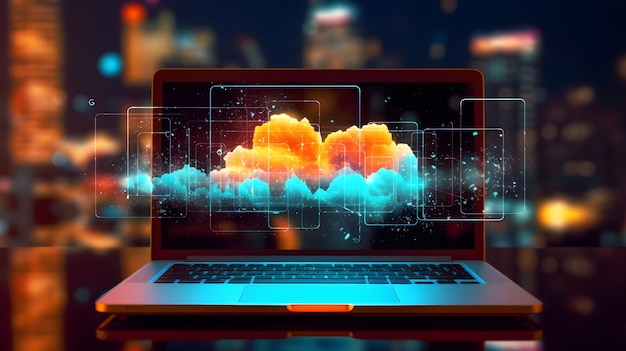 Cloud-Computing-Technologie auf dem Bildschirm des Computers