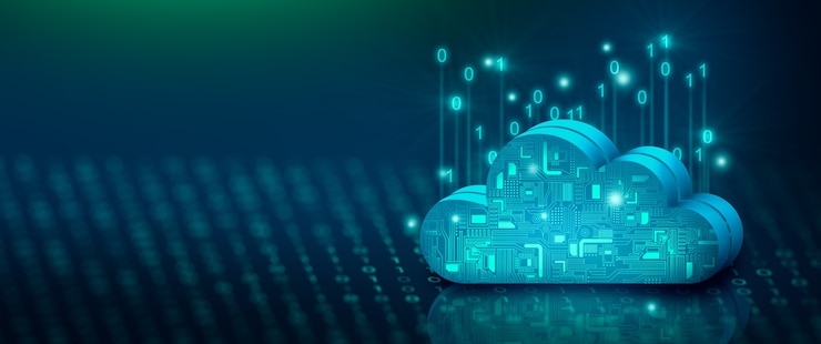 Foto cloud-computing-technologie internet auf binärcode cloud service cloud storage concept