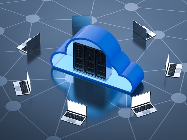 Cloud-Computing-Technologie mit 3D-Rendering-Server mit Cloud