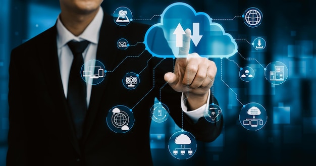 Cloud-Computing-Technologie und Online-Datenspeicherung für Geschäftsnetzwerke