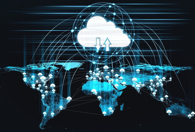 Cloud-Computing-Technologie und Online-Datenspeicherung in innovativer Wahrnehmung