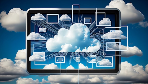 Cloud-Computing-Technologiekonzept Datenübertragung futuristisches Bild generative Ai
