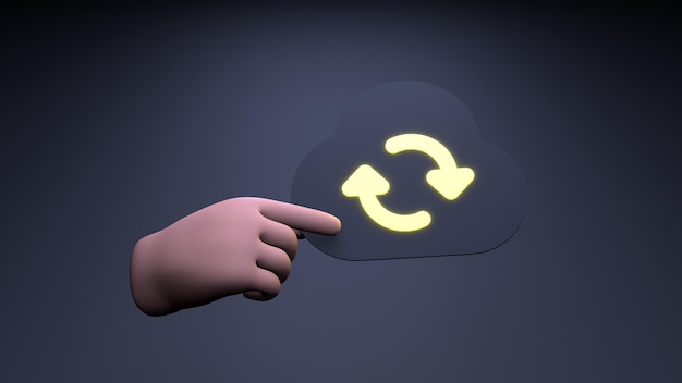 Cloud-Daten-Update-Symbol 3D-Render-Illustration