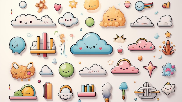 Cloud-Icon-Set, Vektorillustrationen im Zusammenhang mit Online