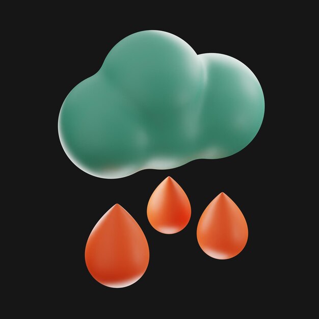 Cloud Rain Premium User Interface Design Icon 3D-Rendering auf isoliertem Hintergrund