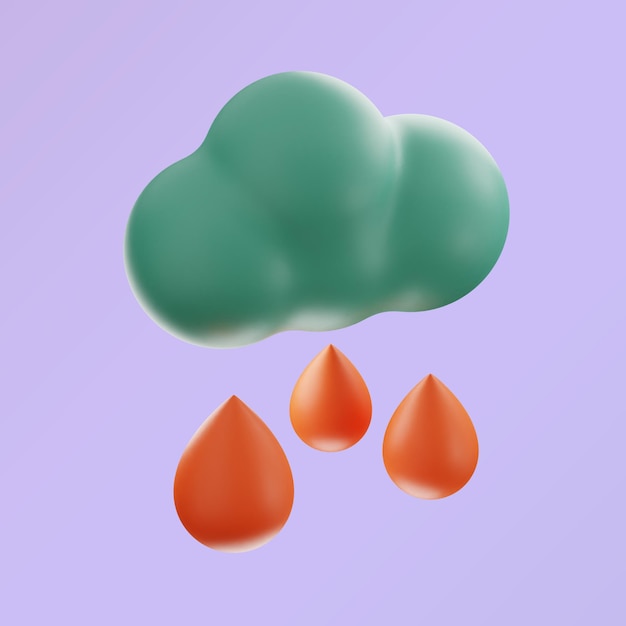 Cloud Rain Premium User Interface Design Icon 3D-Rendering auf isoliertem Hintergrund