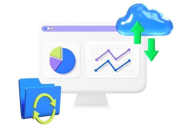 Cloud-Speicher png-Aufkleber 3D-Grafik durchsichtiger Hintergrund